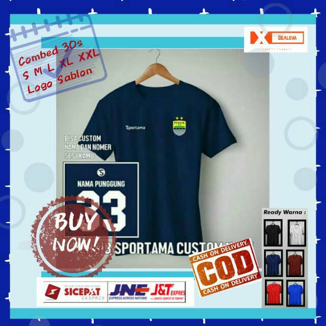 D00A Kaos Persib Bandung Sportama Nameset Baju Tshirt Distro Couple Pria Wanita Lengan Panjang Polos