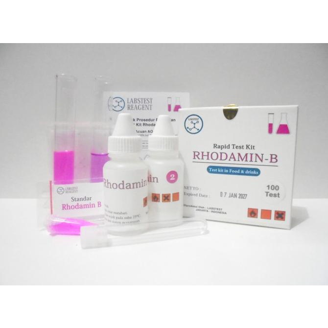 Test Kit Rhodamin B 100 test, Rapid Test Rhodamine B / Testkit Pewarna