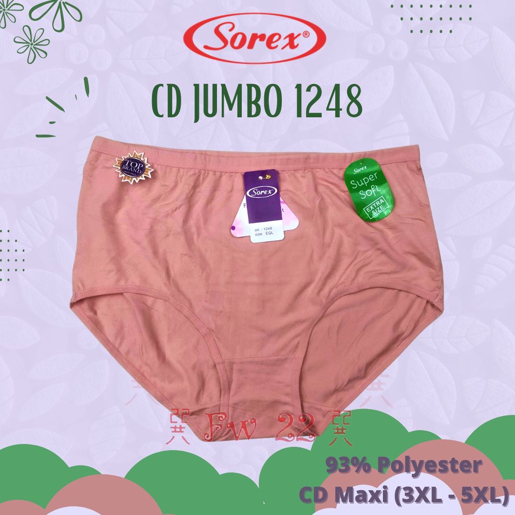 Celana dalam wanita jumbo Sorex 1248 dengan bahan super soft dan model Maxi dengan ukuran hingga 5XL