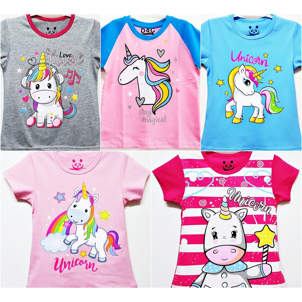  Baju  Kaos  anak  cewek umur  1 10 tahun  motif Baby Unicorn 