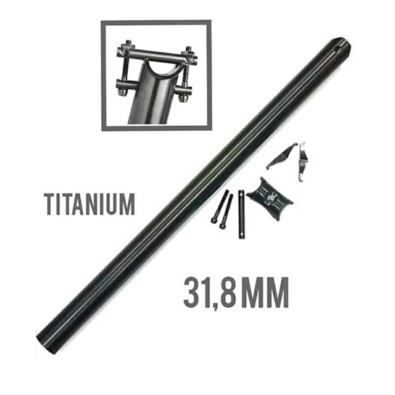 Seatpost Sepeda Lipat Diameter 31.8 mm Bahan Full Titanium Warna Hitam 31.8mm Untuk Folding Bike Bisa Brompton Pikes Trifold 3 sixty