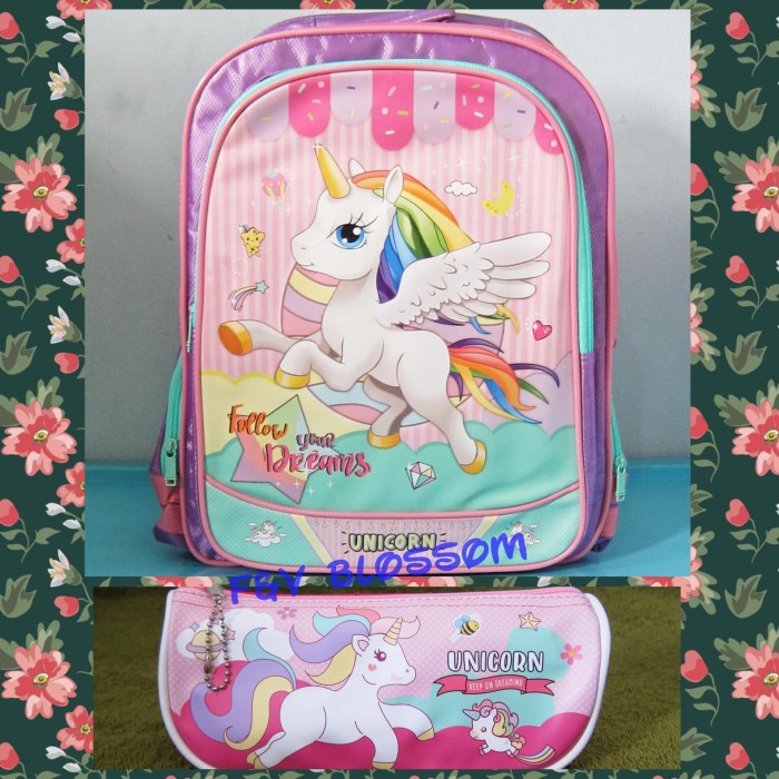 

[GRATIS ONGKIR] F&V BLOSSOM Tas Ransel + Tempat Pensil Anak Sekolah SD UNICORN Murah TERJAMIN