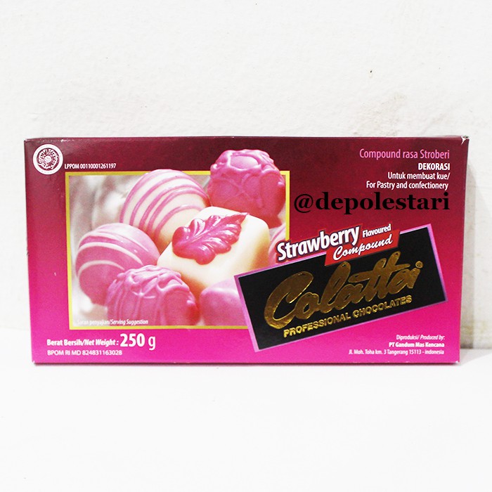 

Colatta Strawberry Flavoured Compound 250gram - Cokelat Batang