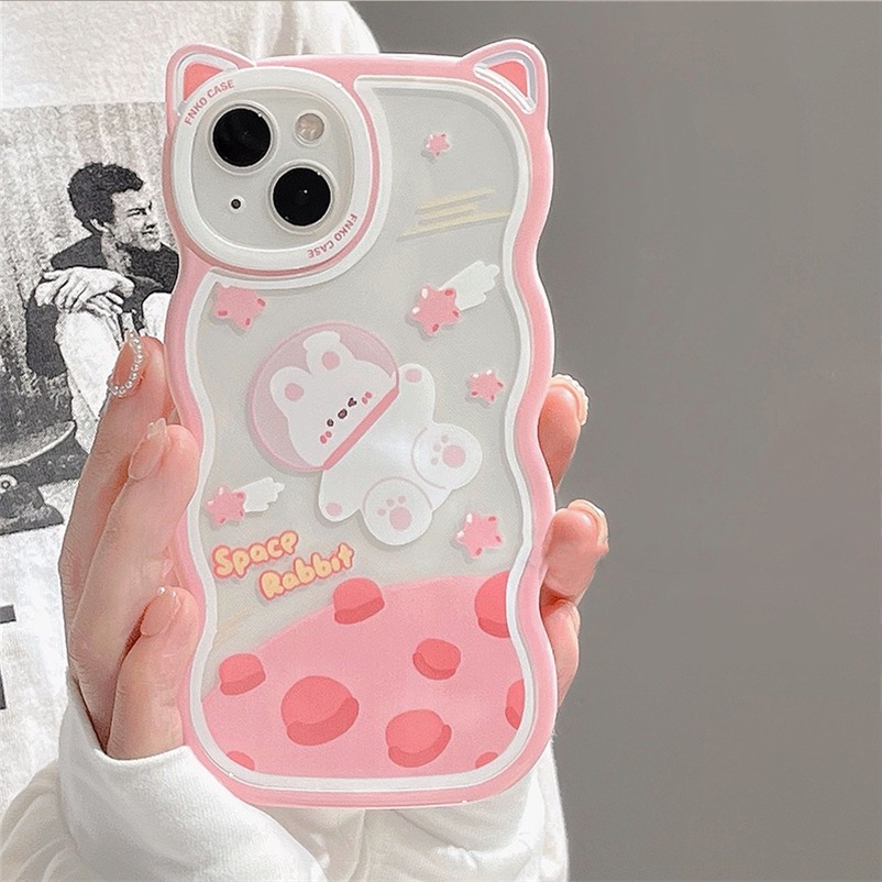 Casing Soft case Compatible for iPhone 14 13 12 11 Pro Max X Xr Xs Max SE 2020 8 7 6 6s Plus Bahan Kulit Strawberry Bear Bunny Soft Phone Case All-inclusive Camera bumper Anti-fall shockproof Soft Case Transparent Cat Ears Protective Cover