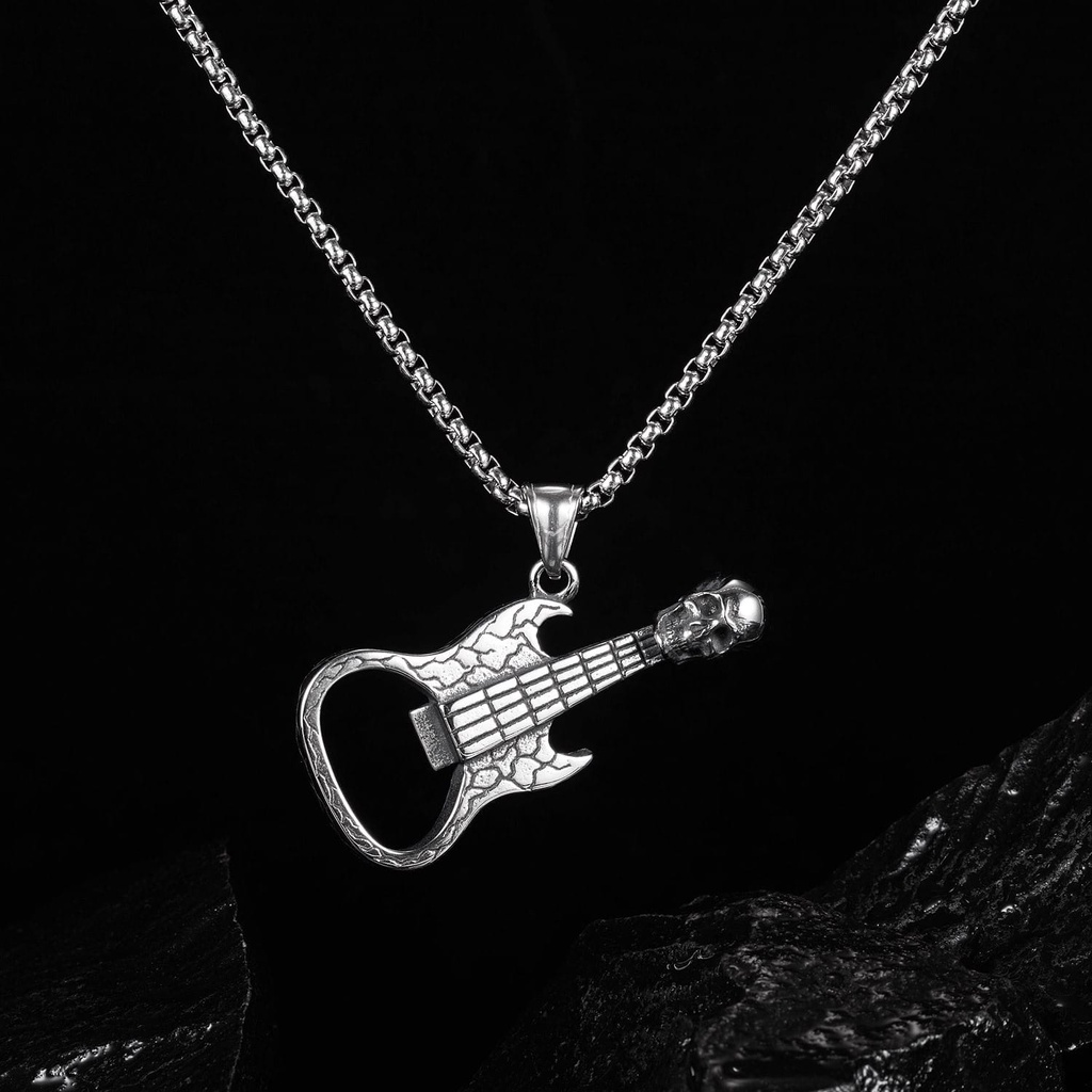 Kalung Cowok KL139 Pirates &amp; Gitar Stainless Steel 316L/ Titanium Premium Fashion Wanita Kalung unik Lucu Keren / Deluna/BB