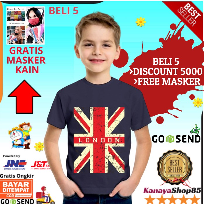 London Baju  Pakaian Atasan Kaos  Fashion Anak  Laki Laki 