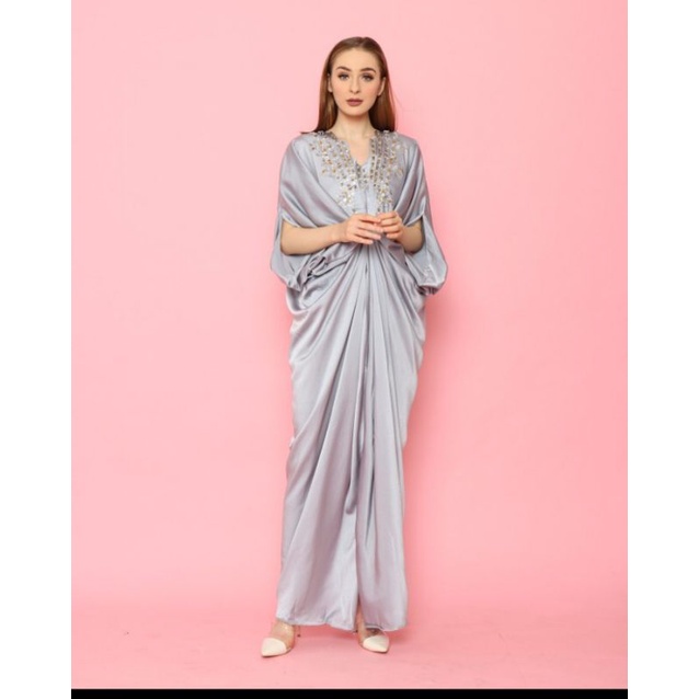 Kaftan Payet Saten Modern Gamis Kaftan Pesta Mewah