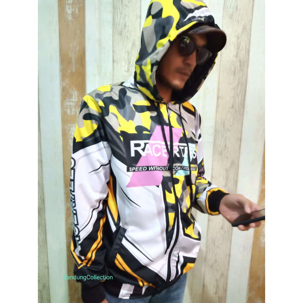 JAKET HOODIE RACING TEES LORENG ABU_JAKET RACING PRIA DAN WANITA TERLARIS