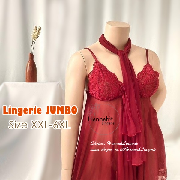 6XL-XL Lingerie JUMBO BIGSIZE 6XL 5XL 4XL 3XL XXL XL Baju Tidur Seksi Lingerie Wanita Marun Biru Kado Pernikahan Isi Seserahan Pengantin Baju Malam Pertama 965