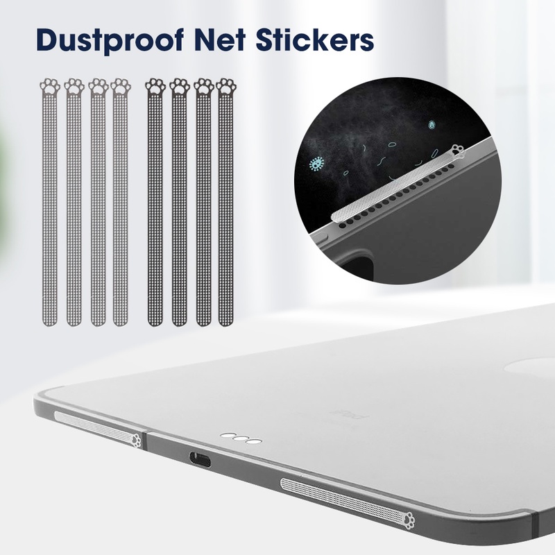 8pcs Stiker Jaring Anti Debu Bahan Metal Untuk iPhone 12 13 Air 4 10.9 11 12.9 inch