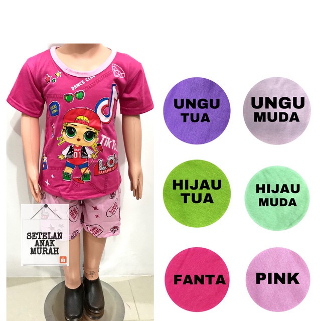 Baju Setelan Anak Cewek Termurah Motif TIKTOK LOL / Pakaian Anak Termurah / Setelan 1-10th