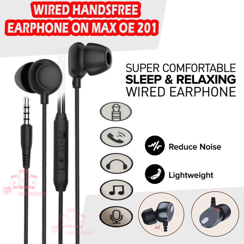 Wired Handsfree Earphone ASMR ON MAX OE 201 Unit Only Headset Headphone ONMAX warna - ACAK / RANDOM