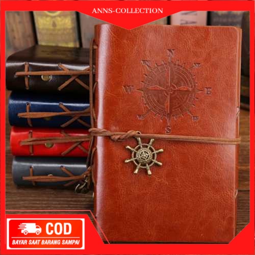 

[ANNS] -PHANTACI Buku Catatan Binder Kulit Retro Compass Kertas A5- ZB045