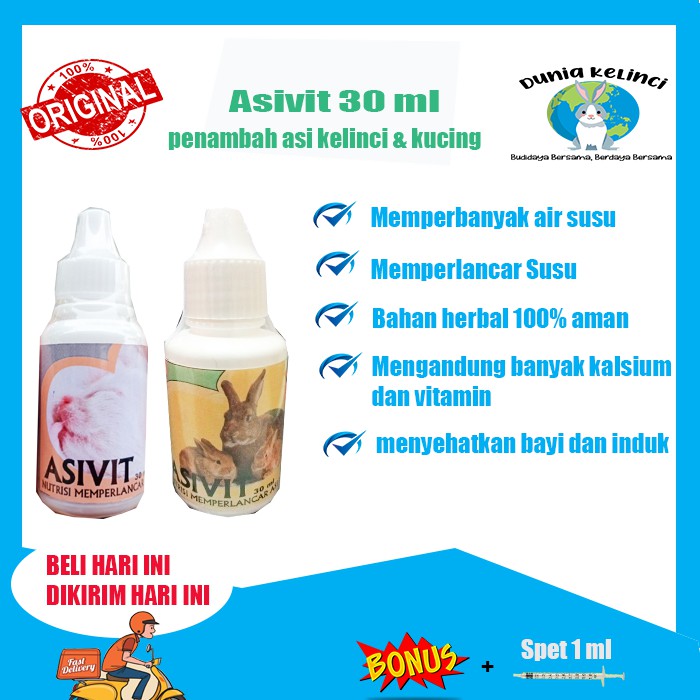 PENAMBAH ASI KELINCI KUCING ASIVIT 30 ML MEMPERBANYAK ASI INDUKAN