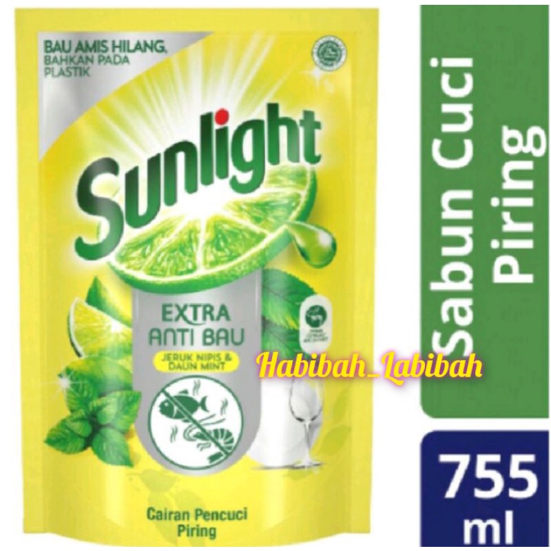 Sunlight Extra Anti Bau Jeruk Nipis & Daun Mint 755ml/700ml/650ml