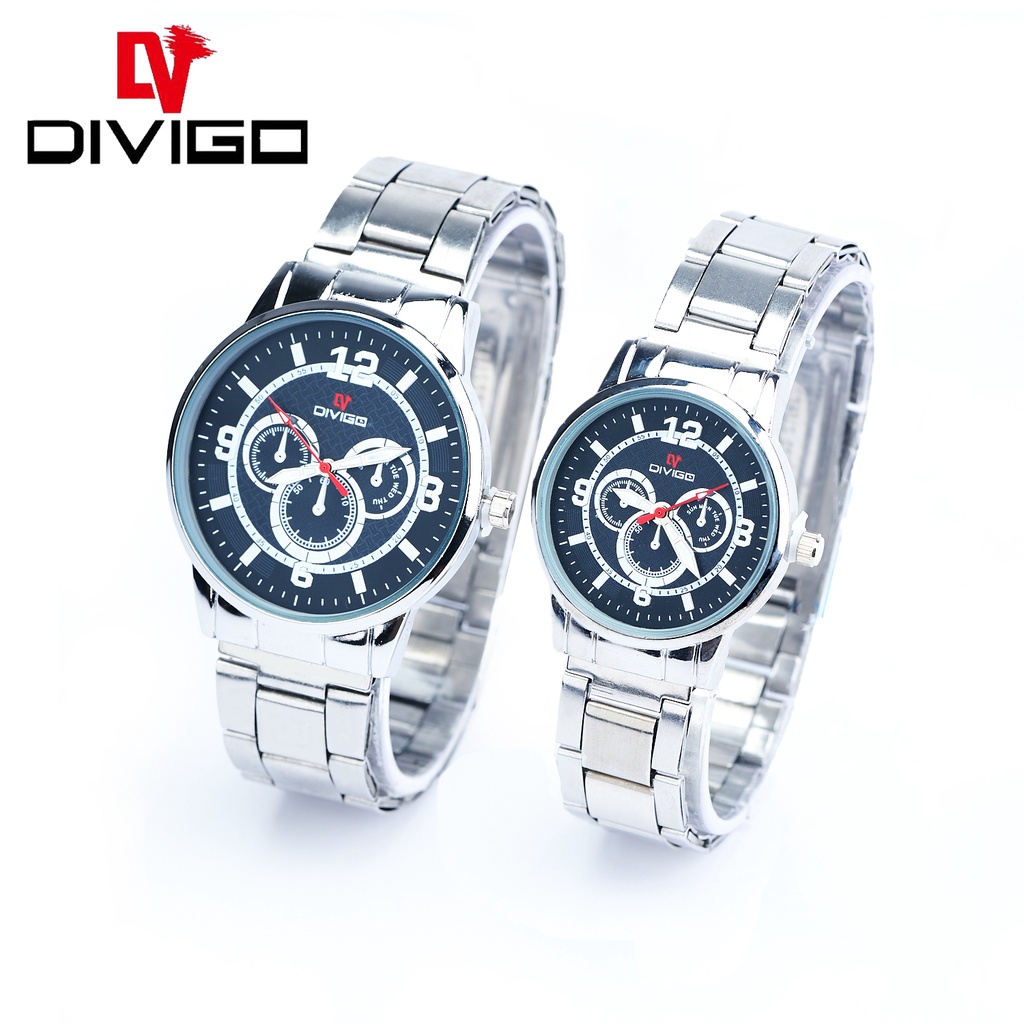 Jam Tangan Couple Divigo Analog Original Staintless 11392HTM