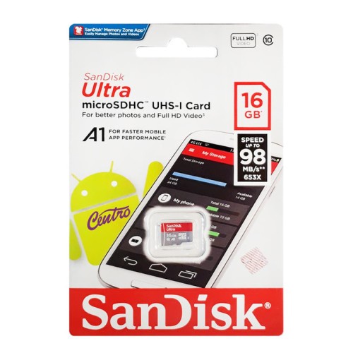 Memory Card | Micro SD 16GB SanDisk Ultra A1 up to 98Mbps Class 10 - Garansi Resmi 10 Tahun