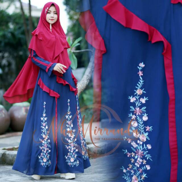 Gamis Syari Bordir Busui Nuha Ori Branded by Nha Mirranda READY