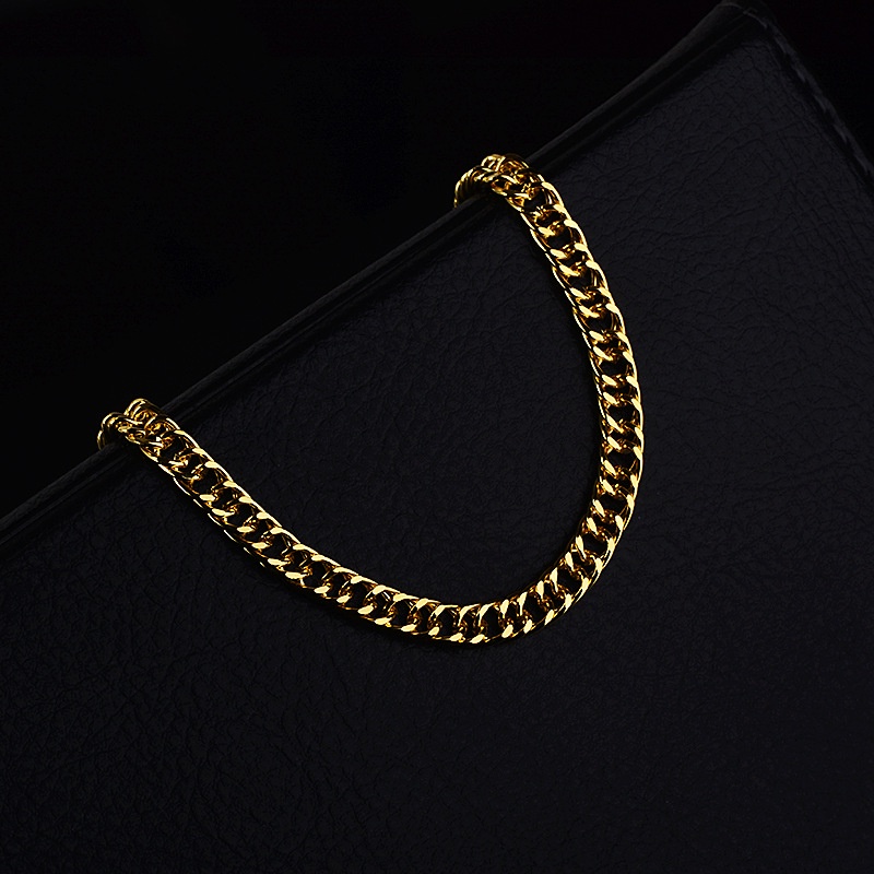 Gelang Rantai Bahan Stainless Steel Lapis Emas Untuk Pria