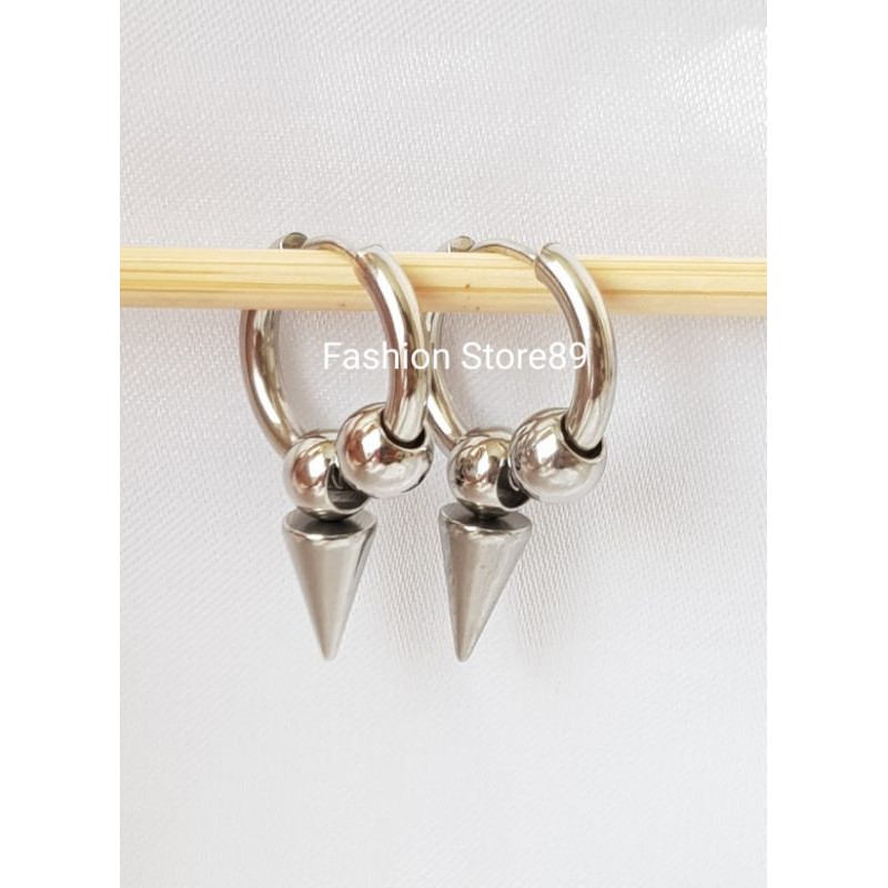 NEW REALPICT READY STOK anting Bulat tusuk titanium white import Antikarat Selamanya Anting Titanium