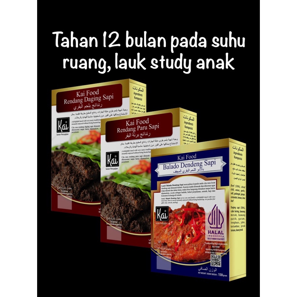 

Trio Hemat 1 BALADO DENDENG SAPI 1 RENDANG PARU SAPI 1 RENDANG DAGING SAPI Kai Food 450g