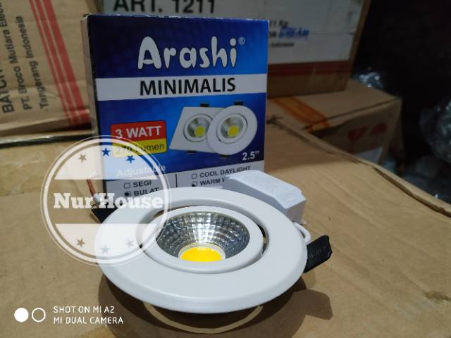 lampu downlight led 3 watt ib plafon arashi downlight led panel cob warmwhite ib plafon