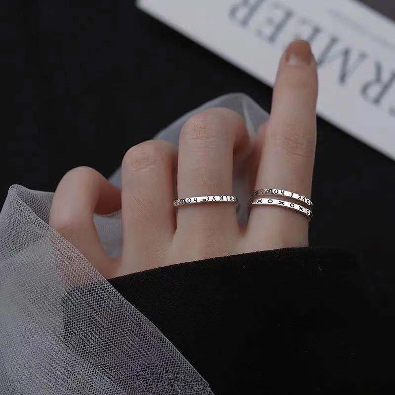 Cincin Pasangan Desain Xo Forever Love Untuk Pria Dan Wanita