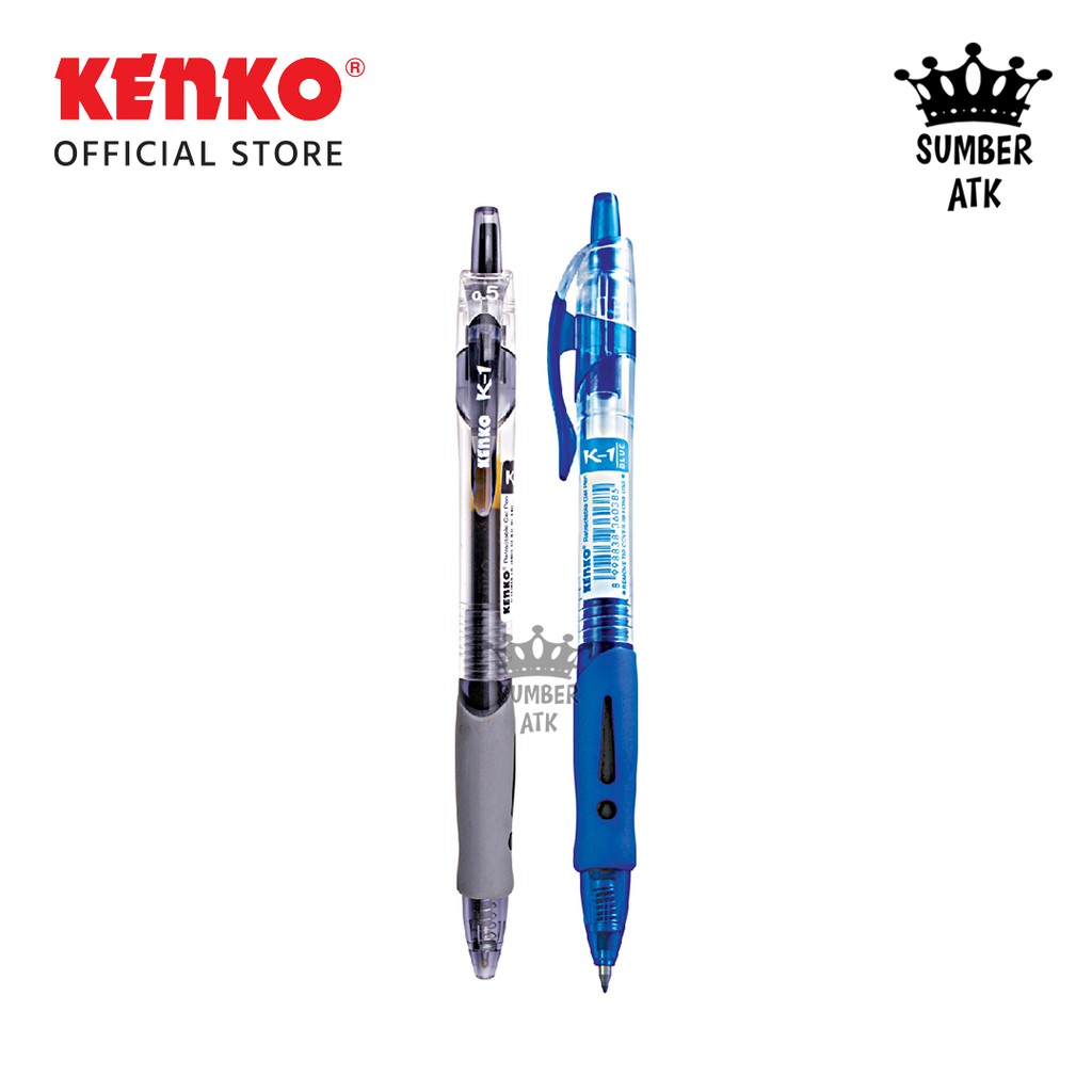 

HJK Pena / Pulpen KENKO Gel Pen K-1 Retractable Lusin / 12 Pcs Hitam Biru Merah Pink Hijau Ungu