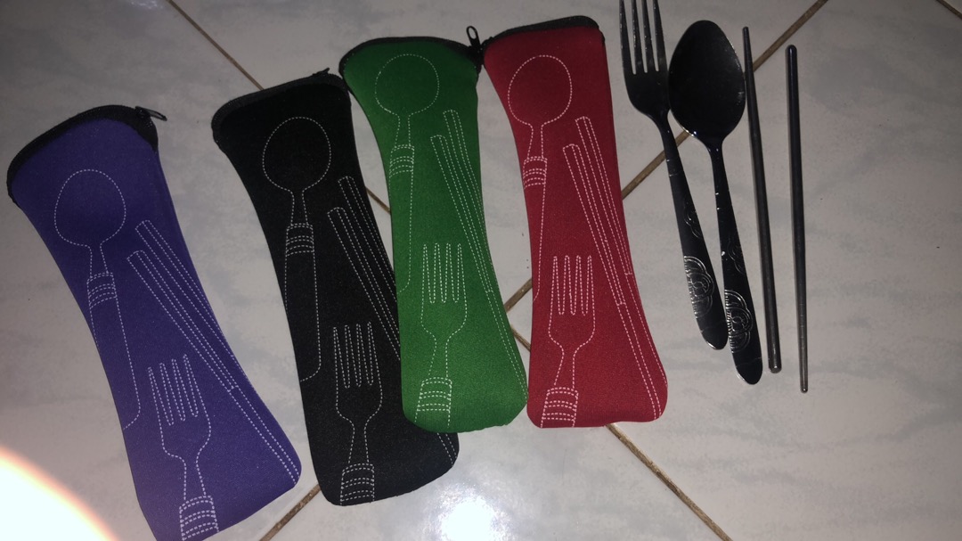 Sendok Travelling Sendok Set 3in1 Sendok Garpu Sumpit Stainless Steel