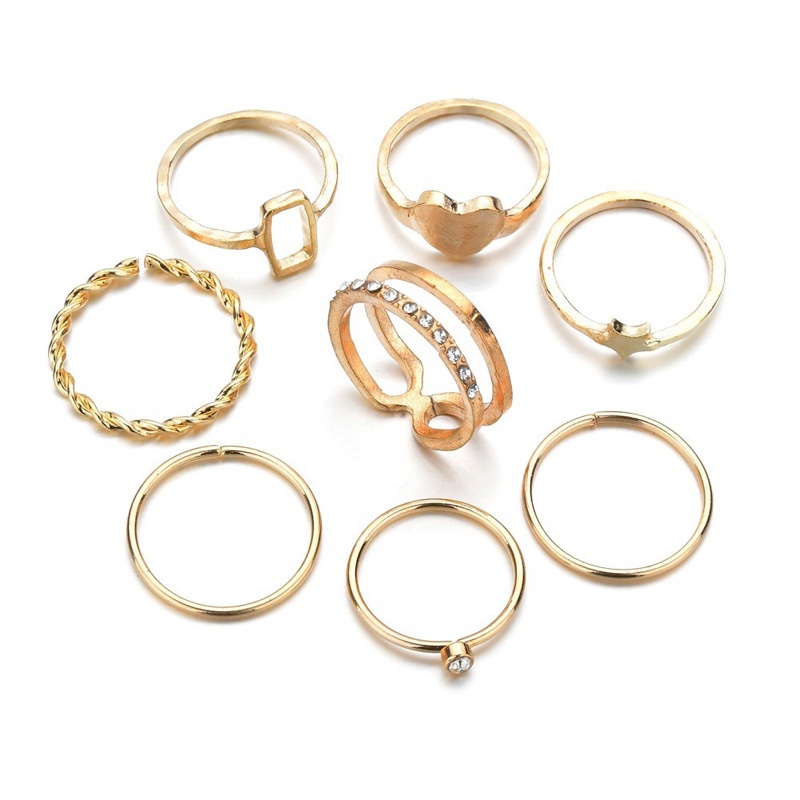 8Pcs/Set Women  Rings  Golden  Irregular Geometry  Ring