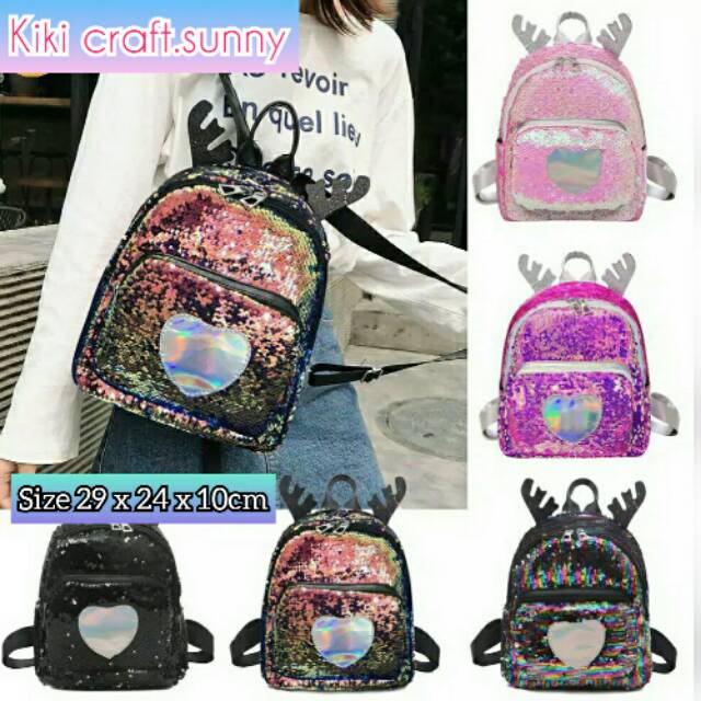 Tas ransel sequin murah / tas sequin besar / tas ransel sekolah / tas import