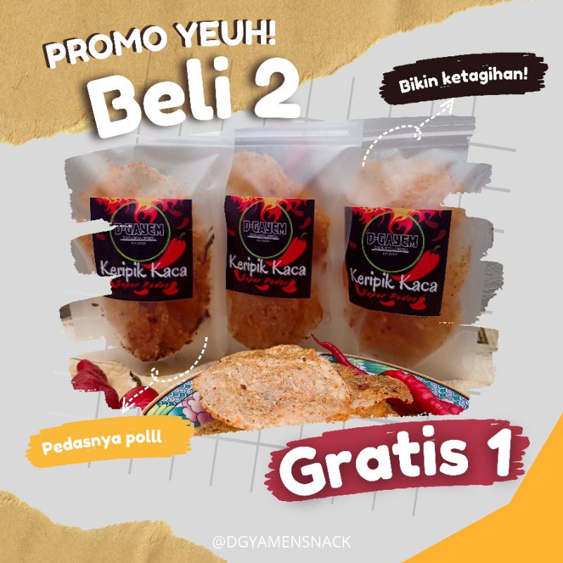 

PROMO YEUH! BELI 2 DAPAT 3 / KERIPIK KACA DGAYEM KEM MINI SUPER PEDAS/KERIPIK BELING/KRIPCA/BASRENG/BASO ACI