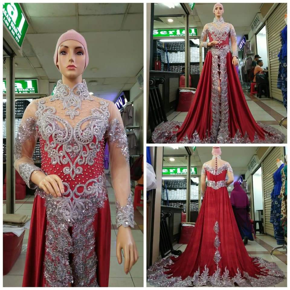 Kebaya Pengantin Akad Nikah Pre Wedding Tile Brokat Muslim Modern