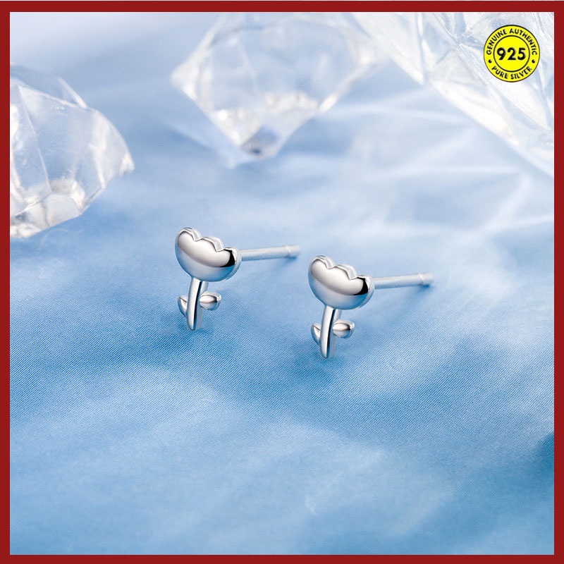 Anting Stud Mini Bentuk Tulip Bahan Sterling Silver Untuk Perempuan