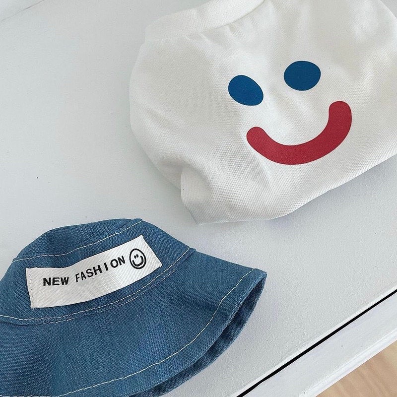 Smiley korea tank top with denim hat