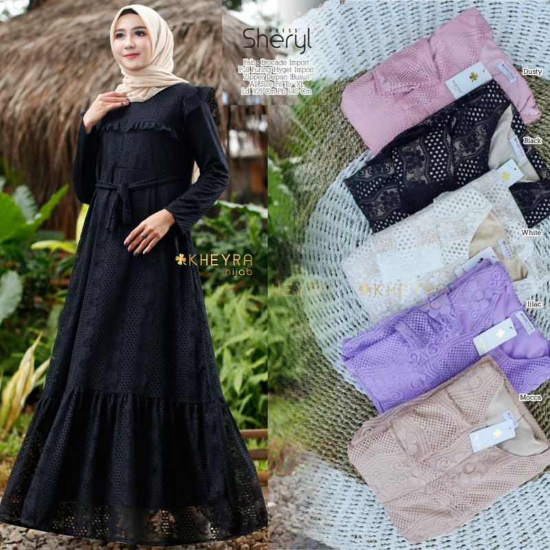 Gamis dress brocade wanita Sheryl by Kheyra hijab