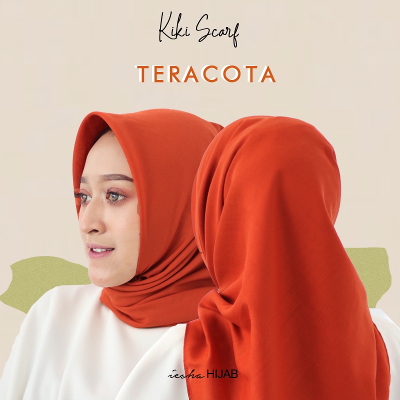 JILBAB SEGIEMPAT BAHAN KATUN ADEM, WARNA TERACOTA, jilbab terracota, jilbab warna bata, jilbab orany