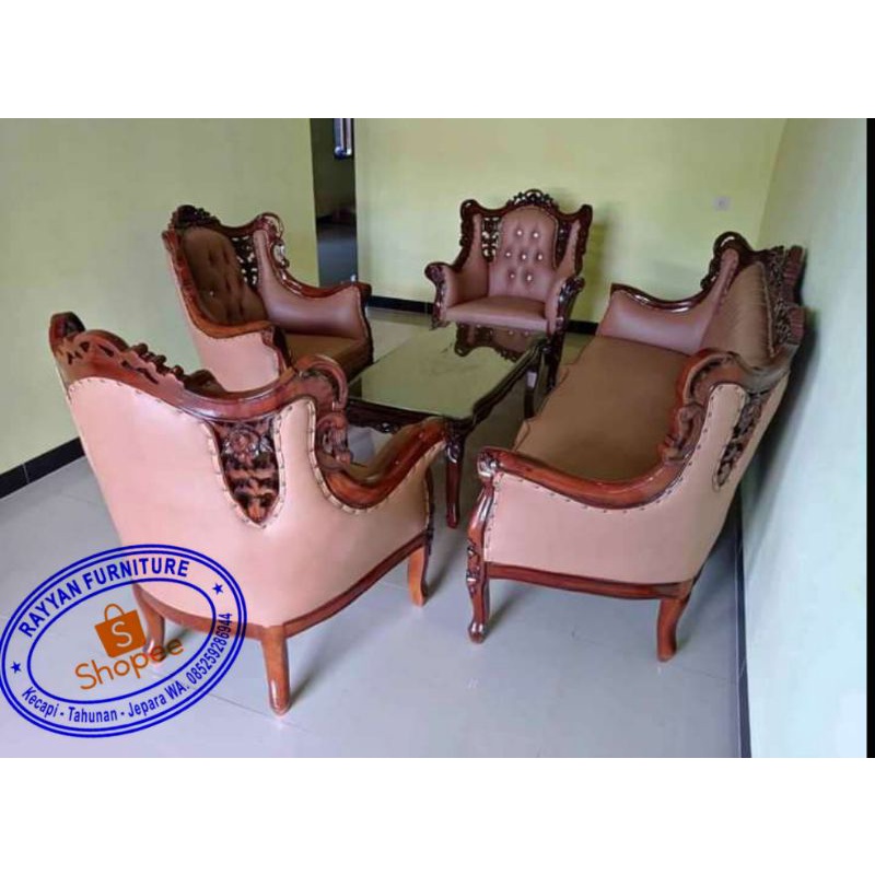 kursi sofa romawi ukiran jati jepara