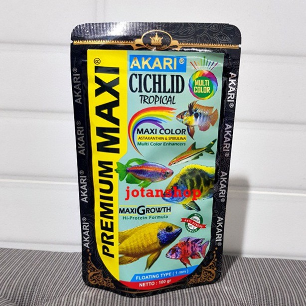 AKARI PREMIUM MAXI CICHLID Tropical ciklid ciclid multi color Pelet Makanan Ikan 100gr