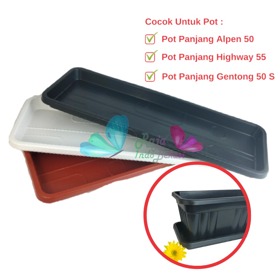 Rajaindobekasi Alas Pot Panjang Alpen 50 Putih Hitam Hijau Coklat Merah Bata Orange Terakota Alas Tray Tatakan Pot Bunga Segi Panjang 50cm 60cm 70cm Pot Panjang Highway High Way 55 - Tray Pot Segi Panjang 50 Paket murah isi 1 lusin pot bunga plastik