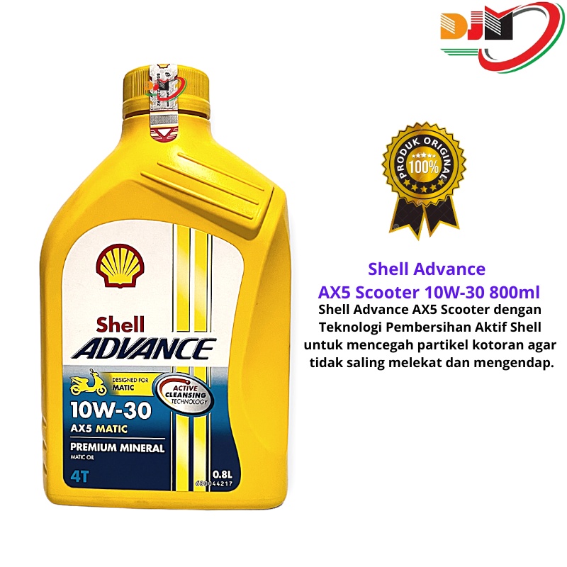 Oil Shell Adance AX5 MATIC 10W30 800ml (MATIC OIL) Untuk Motor Matik Original