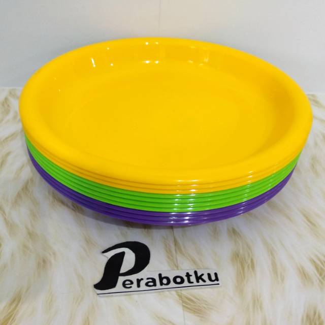 Piring Jacko 9 inch Kuning Ungu Hijau / Piring Makan Bulat Plastik Polos