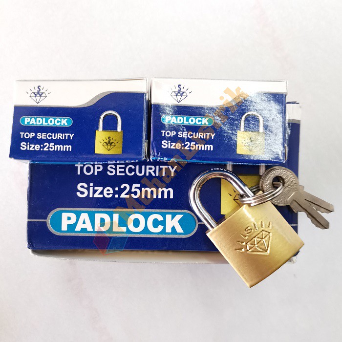 Gembok Besi Kuning Shengwei Padlock Press Freed Leher Pendek 25 mm