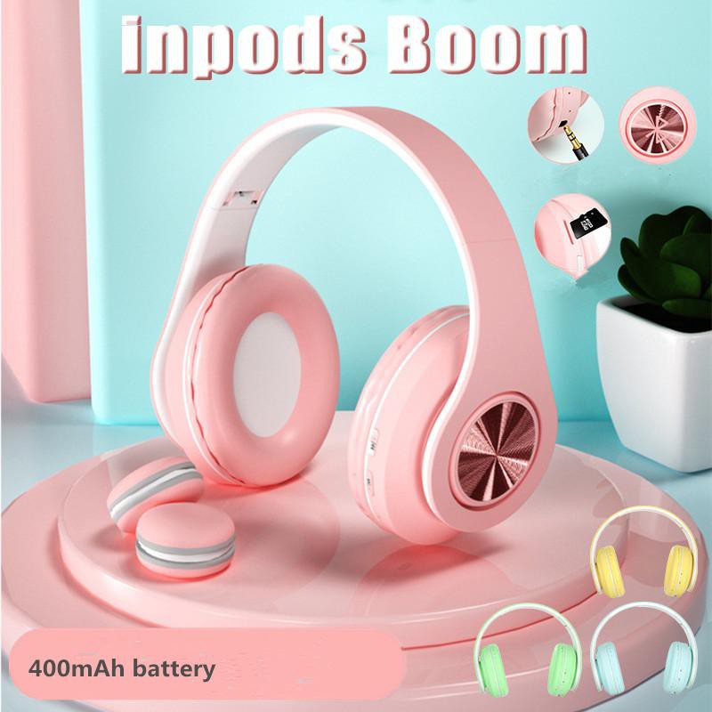 Headphone / Headset Bluetooth IBOOM Macaron B39 LED V5.0 Bisa Slot Memory