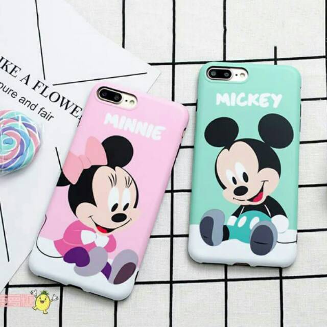 Mickey minnie couple case - bisa tambah nama - untuk semua type hp