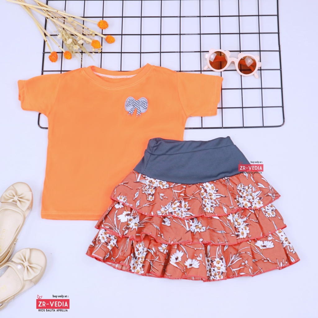 Setelan Mixed Candy uk 1-2 Tahun / Set Lengan Pendek Bawahan Rok Anak Perempuan Baju Cewek Atasan Bawahan Murah