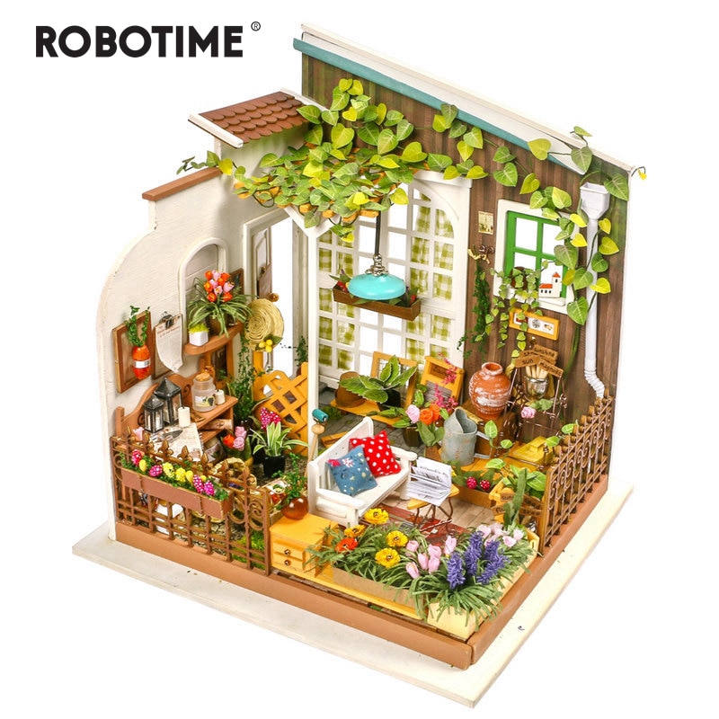 wooden toy house garden