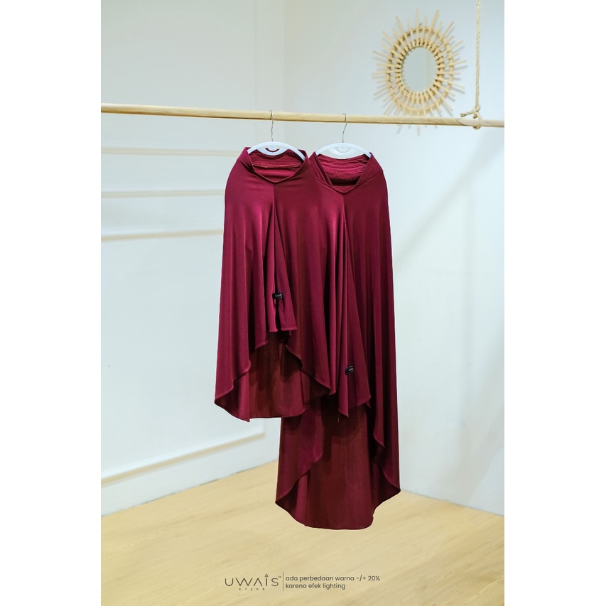 JILBAB INSTAN BERGO MAISHA KERUDUNG KAOS JERSEY  POLOS ANTEM UWAIS HIJAB SYARI TERBARU BEST SELLER-Burgundy