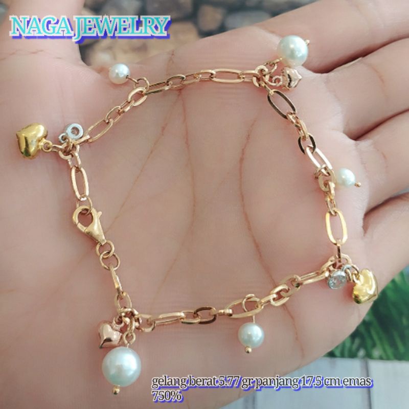 GELANG TANGAN VANCY MUTIARA EMAS 750%
