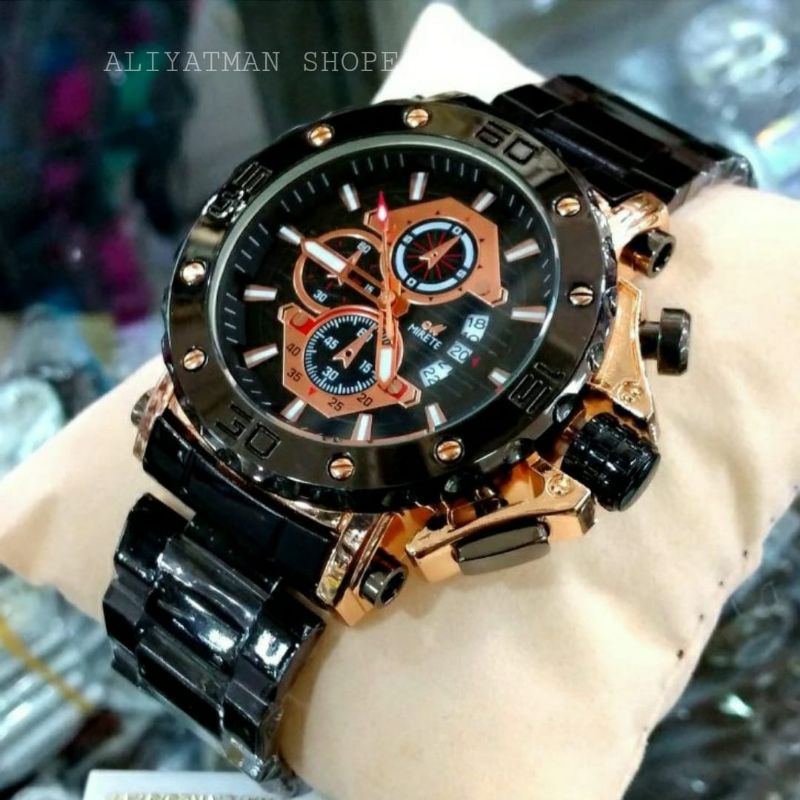 Jam Tangan Mirete Original Pria Tahan Air Fre Box Kancing Terlaris // Jam Tangan Cowok Strao Baja RANTAI Stainless Steel Water Resisitance Tggal Aktif / Sporty / Olahraga / Import / Terbaru / Anti Air / Besi / Baja / TanggaL Analog / COD / MIRETE